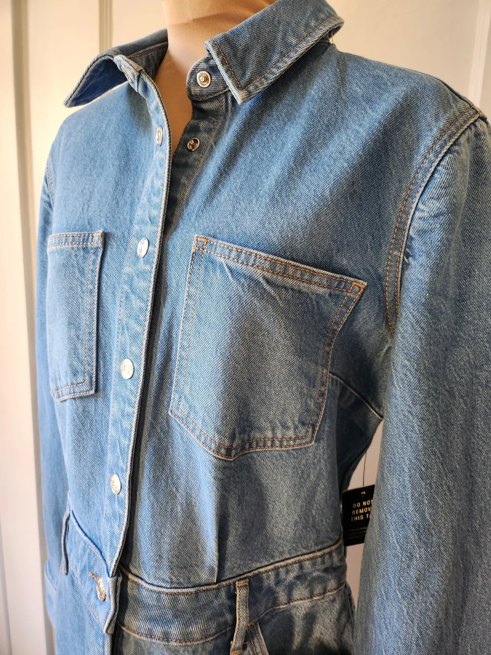 Express NWT Denim Button Long Sleeve Dress - Picture 7 of 13